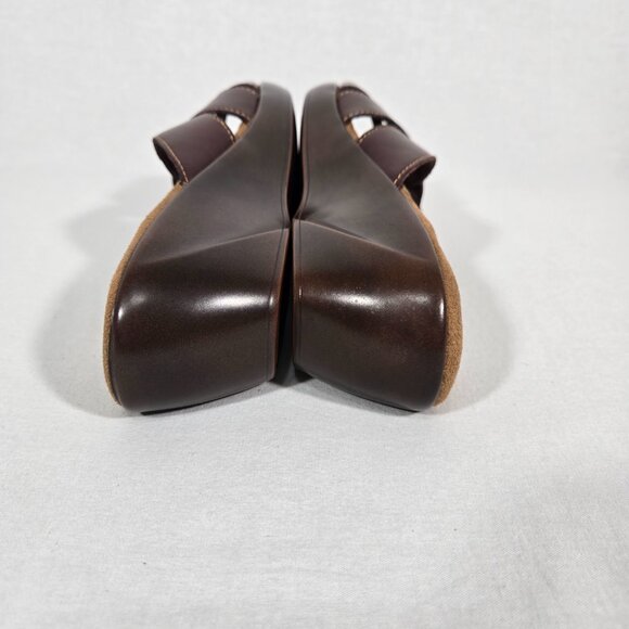 Y2K Vintage WALKING CRADLES Brown Leather Strappy Wedge Heels Sandals Size 8B. - Picture 14 of 17